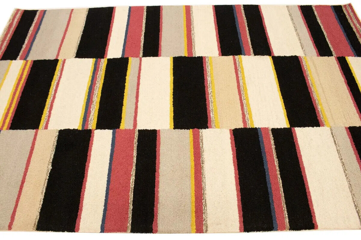 Hand-Tufted Multicolored Stripes Plush 5X8
