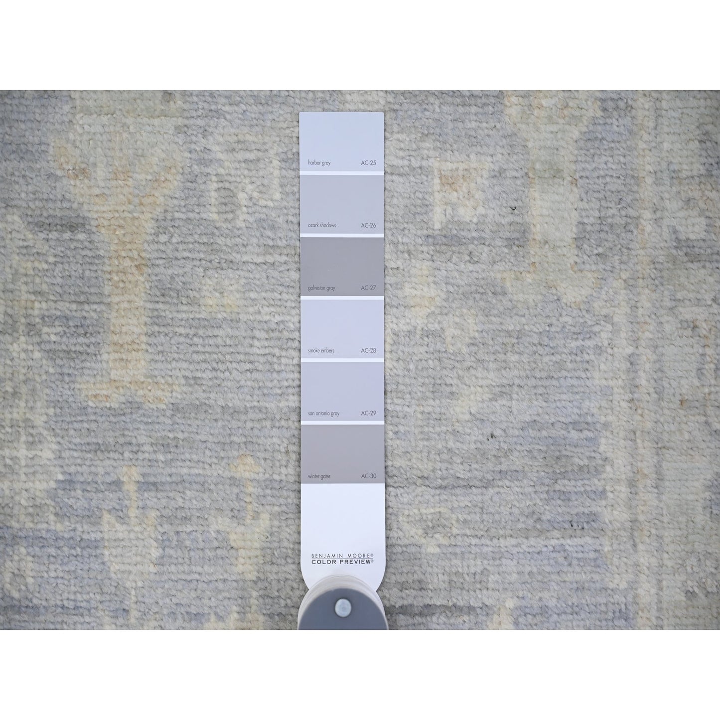 2'8"X19'2" Gray Wool Hand Knotted Afghan Angora Oushak Xl Runner Rug