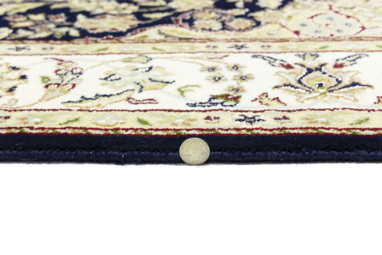 Indo Nain Oriental Rug Handmade Wool Carpet Blue