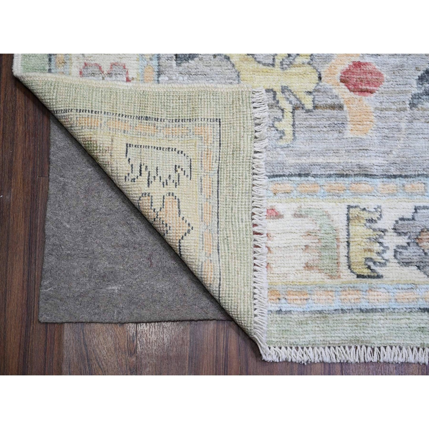 11'6"X15'7" Green Afghan Angora Oushak Wool Hand Knotted Oversized Rug