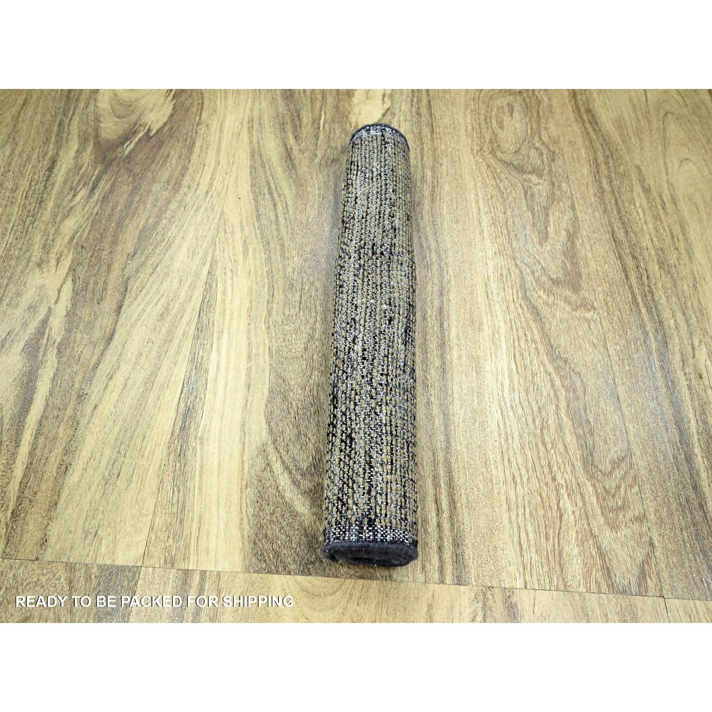 2'X3' Black & Brown Oxidized Grass Design 100% Wool Hand Knotted Mat Rug