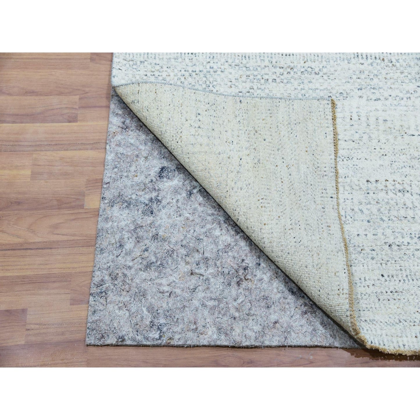 2'5"X21'9" Moonshine Gray Grass Design Undyed Hand Knotted Xl Runner Rug