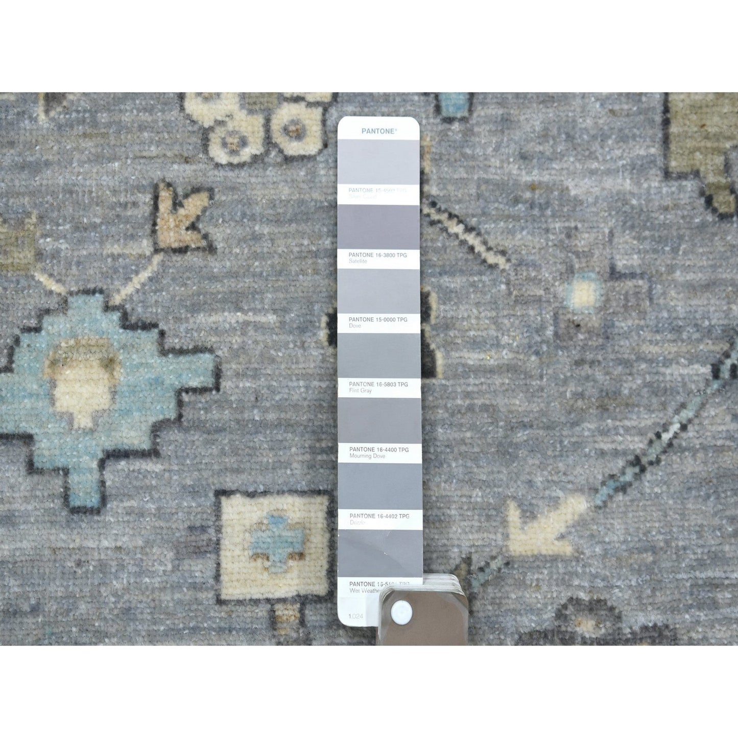9'X12' Gray Afghan Wool Hand Knotted Fine Peshawar Densely Woven Rug