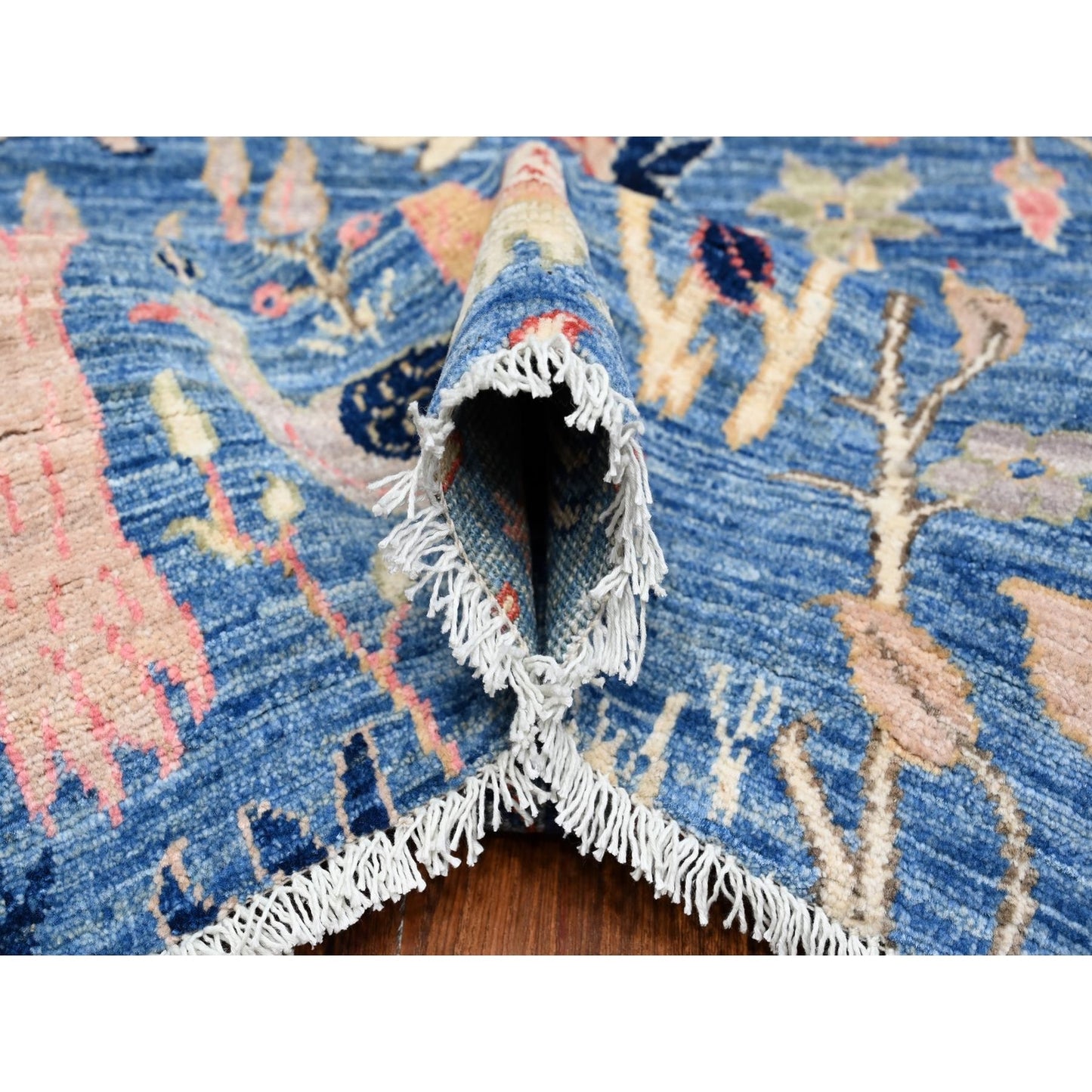 9'X11'10" Blue Wool Tree Of Life Peshawar Hand Knotted Oriental Rug