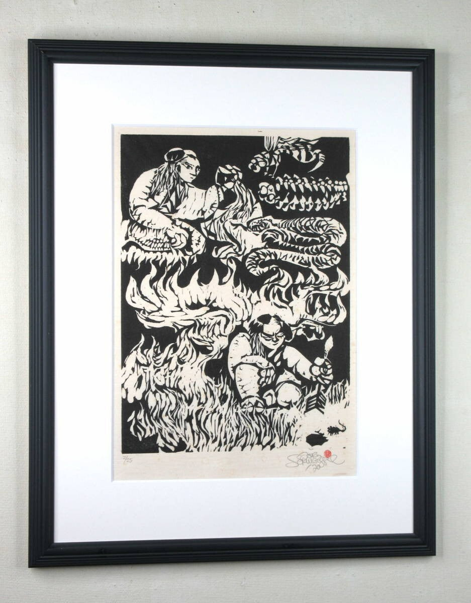 Jorg Schmeisser 1970 Original Woodblock Print