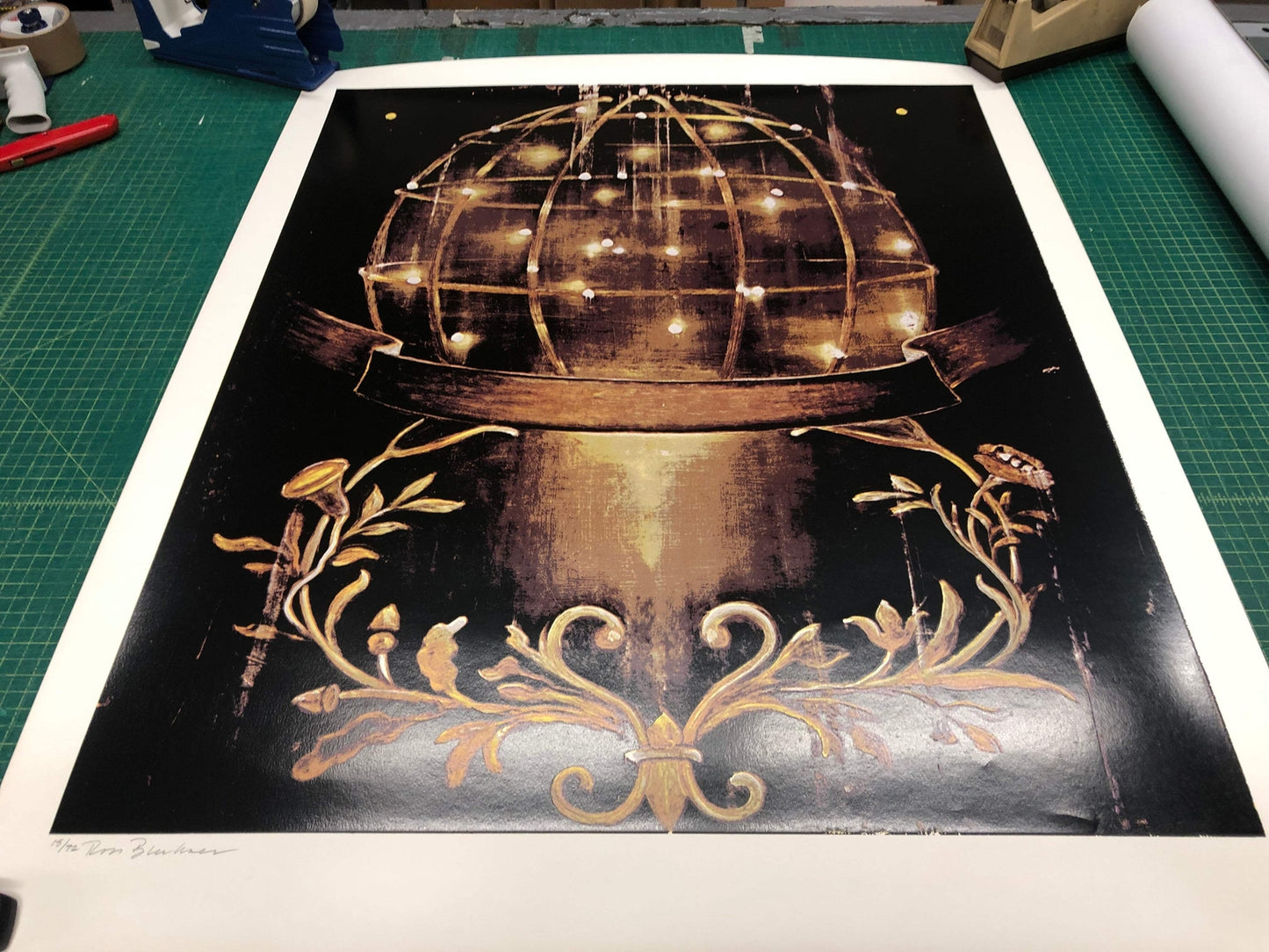 Ross Bleckner Sphere And Moulding Signed "