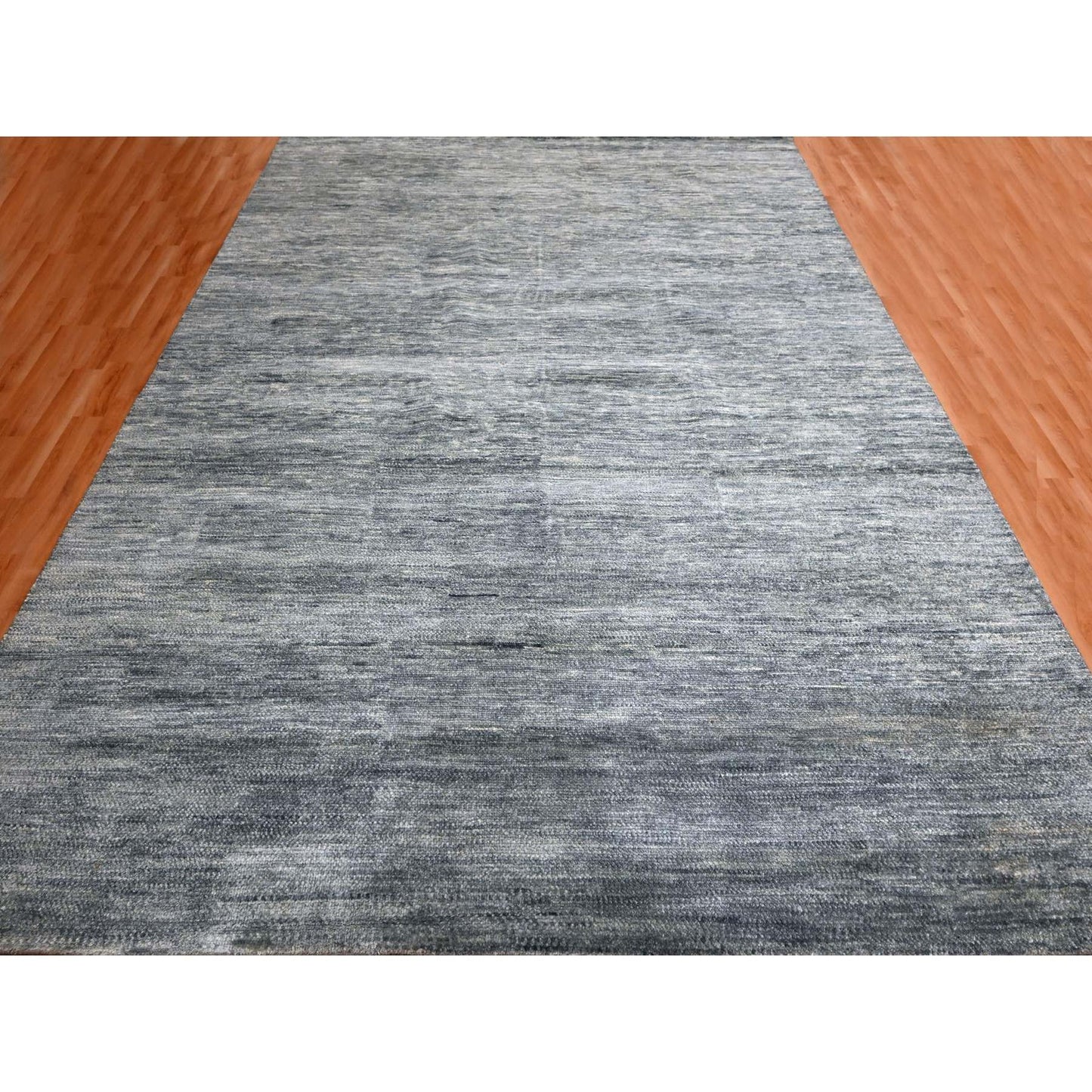 9'1"X12'2" Shades Of Gray Modern Plain Design 100% Wool Hand Knotted Rug