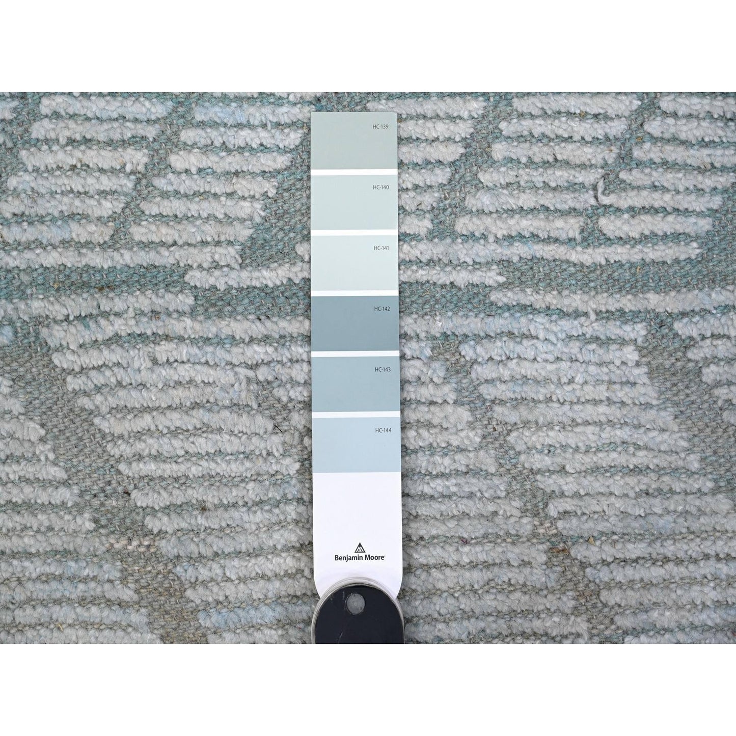10'X14' Blue Moroccan Weave Zig Zag Design Hand Knotted Oriental Rug