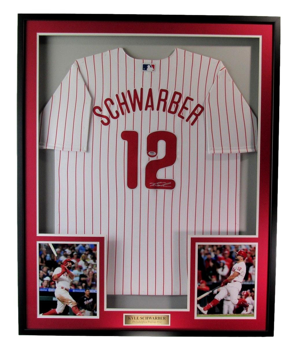 Kyle Schwarber Signed White Baseball Jersey Phillies Framed Psa/Dna 185347