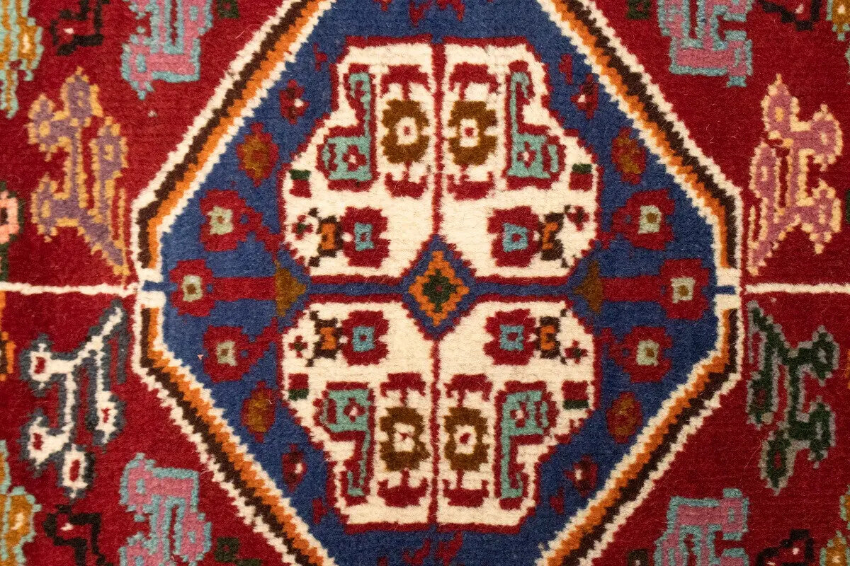 3'5X5 Ft Hand-Knotted Red Tribal Geometric
