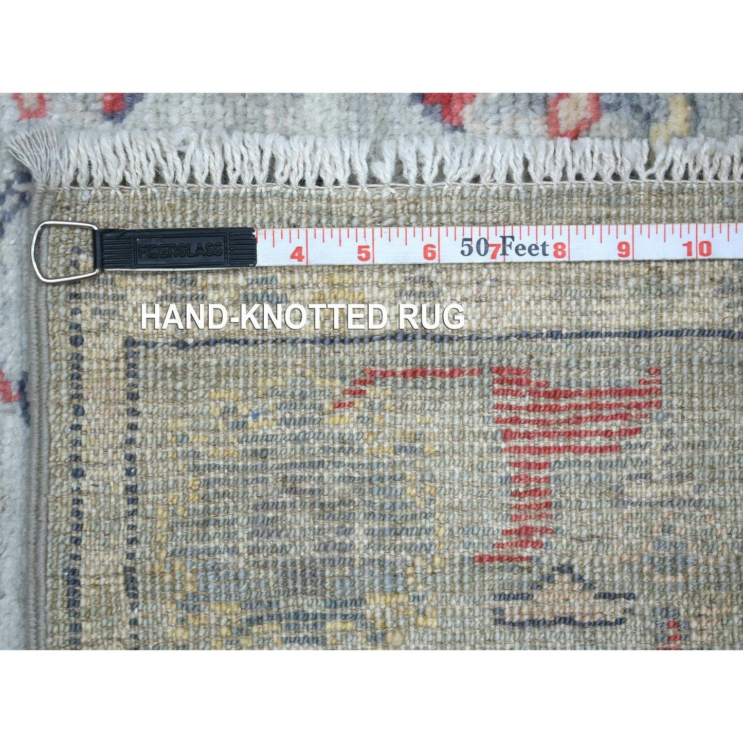 2'7"X9'5" Light Gray Angora Oushak Hand Knotted Afghan Wool Runner Rug