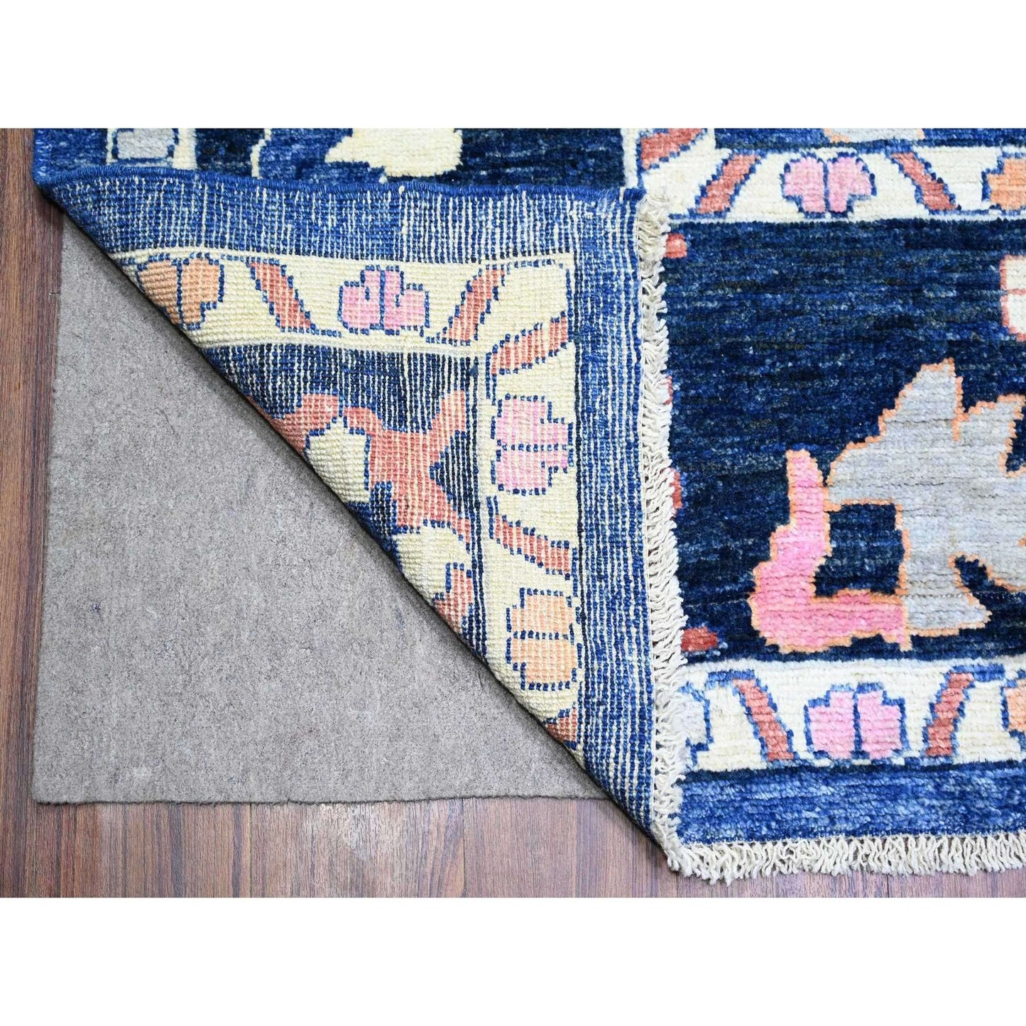 10'X13'9" Sapphire Blue Wool Hand Knotted Afghan Angora Oushak Rug