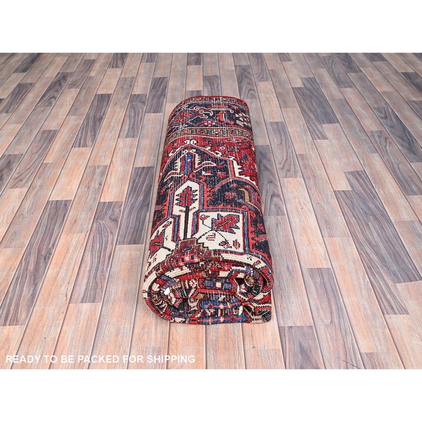6'8"X9'5" Harvest Apple Red Hand Knotted Vintage Heris Cleaned Abrash Rug