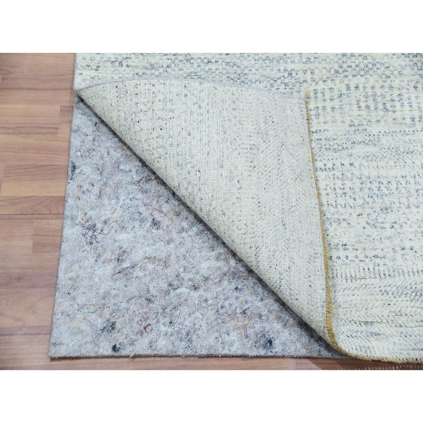 2'6"X8' Repose Gray Hand Knotted Undyed Wool Grass Design Runner Rug