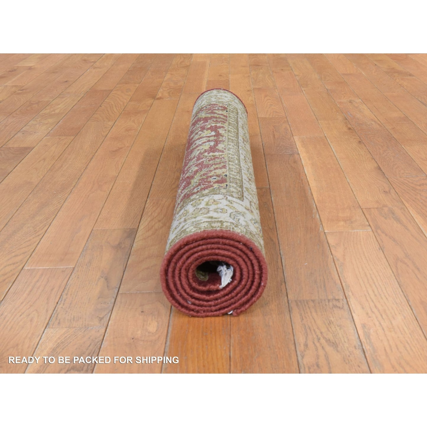 3'X5' Ruby Red Kishoon Design 250 Kpsi New Zealand Wool Hand Knotted Rug