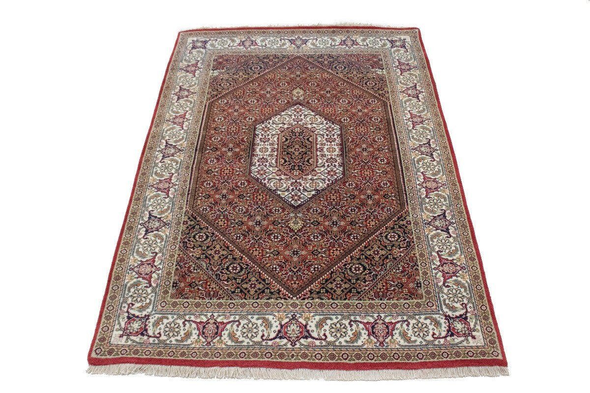 4X6 Ft Handmade Wool Indo-Bidjar Rug Floral