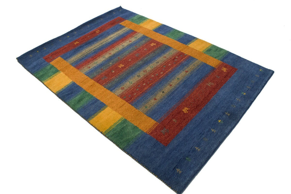 Indo-Gabbeh Multicolored Tribal Stripes Design