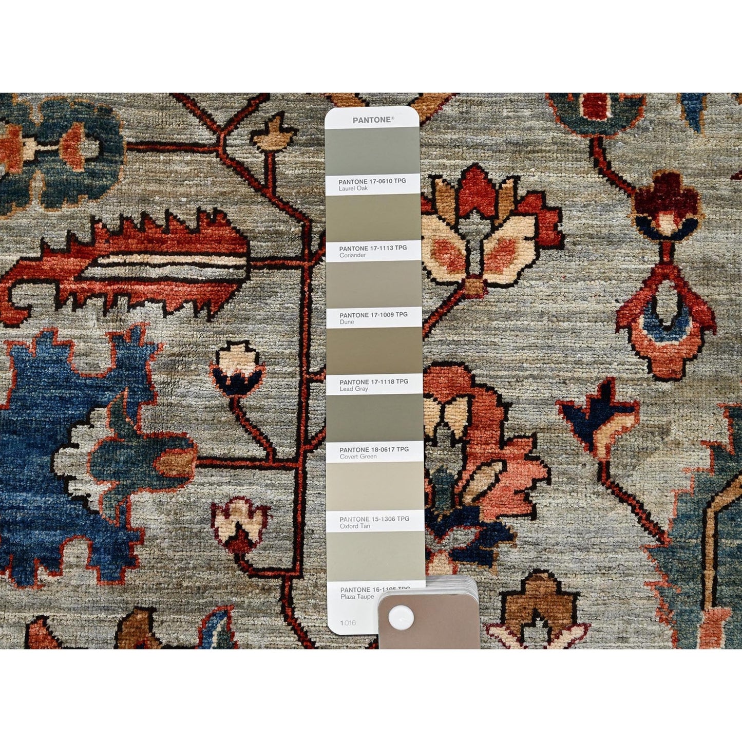 10'4"X14' Light Green Heris All Over Design Hand Knotted Soft Wool Rug