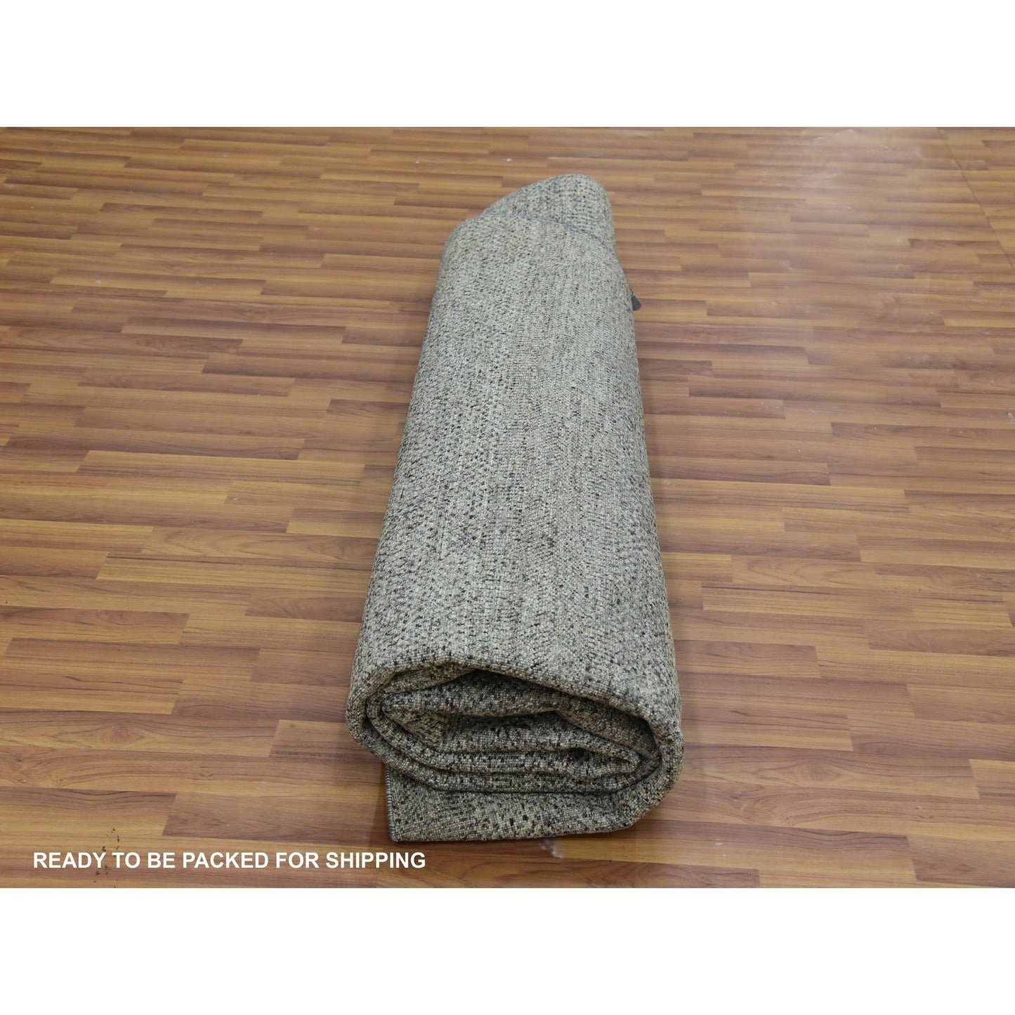 10'X10' Knitting Needles Gray Undyed Wool Hand Knotted Grass Round Rug