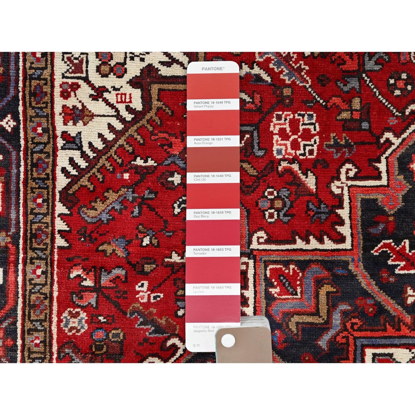 6'8"X9'5" Harvest Apple Red Hand Knotted Vintage Heris Cleaned Abrash Rug