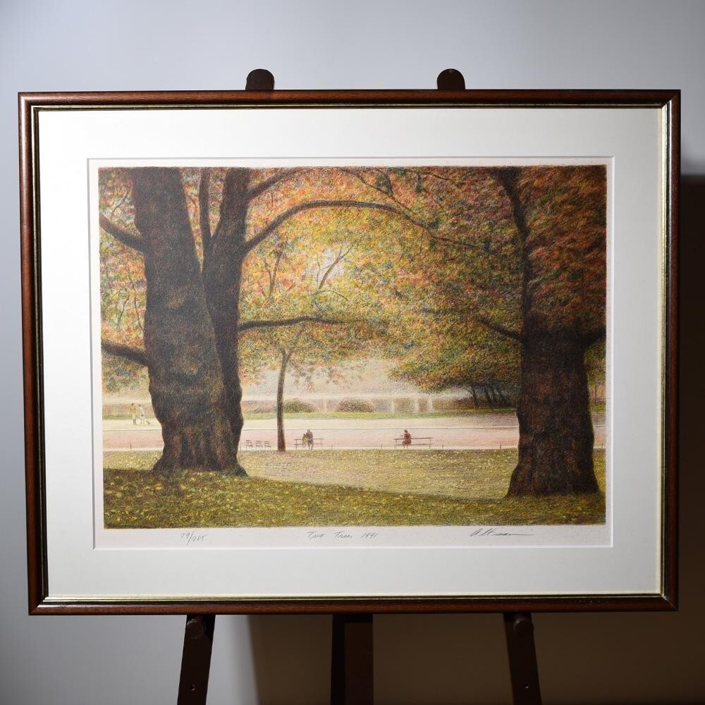 Harold Altman "Two Trees" Original Lithograph