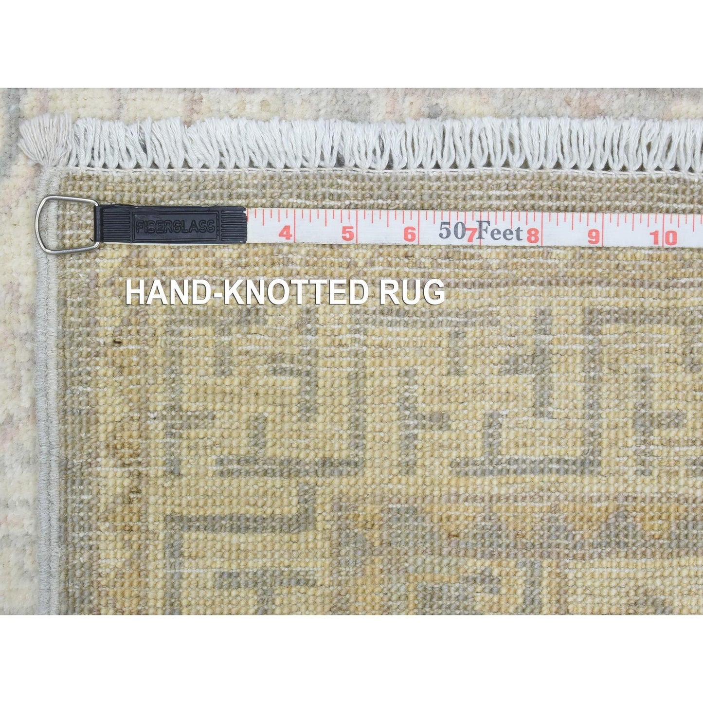 2'9"X18'9" Cream Hand Knotted White Wash Peshawar Wool Xl Runner Rug