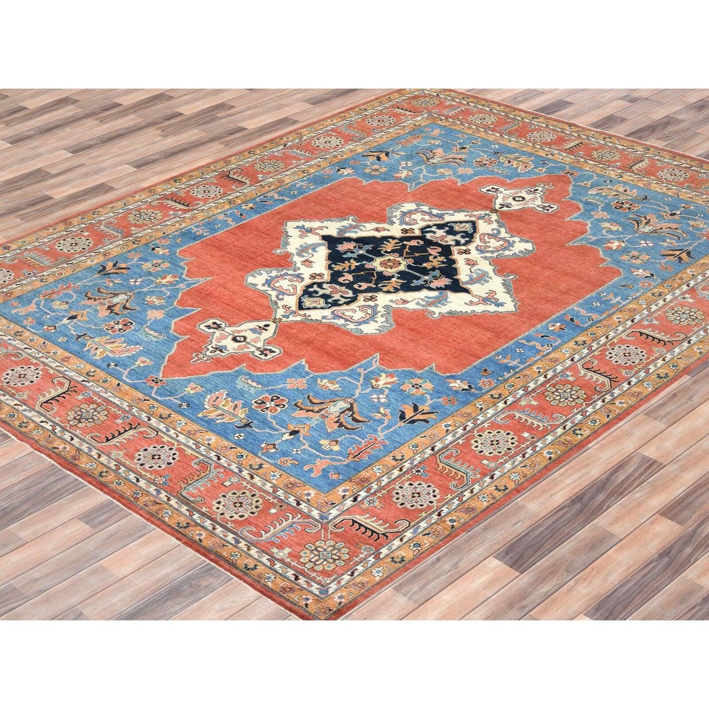 12'X14'7" Imperial Red Afghan Peshawar Heris Wool Hand Knotted Rug
