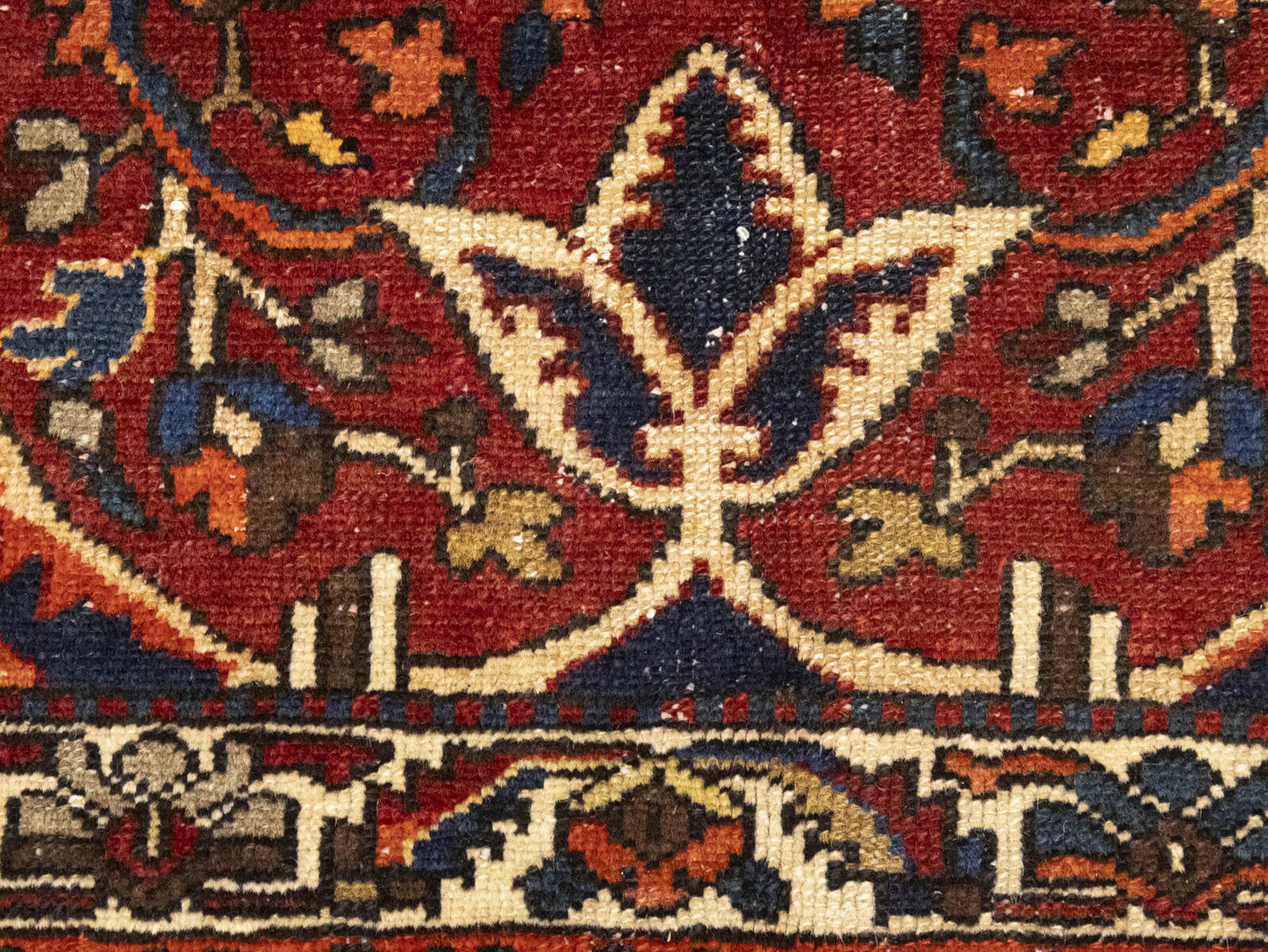 Vintage Red Floral Rug Extra-Large Handmade
