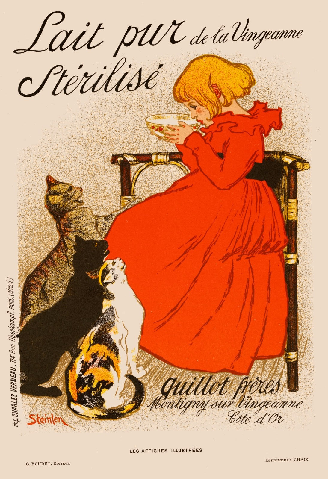 Steinlen Lait Pur Strilis Original 1897 Chaix Lithograph Les Affiches Il