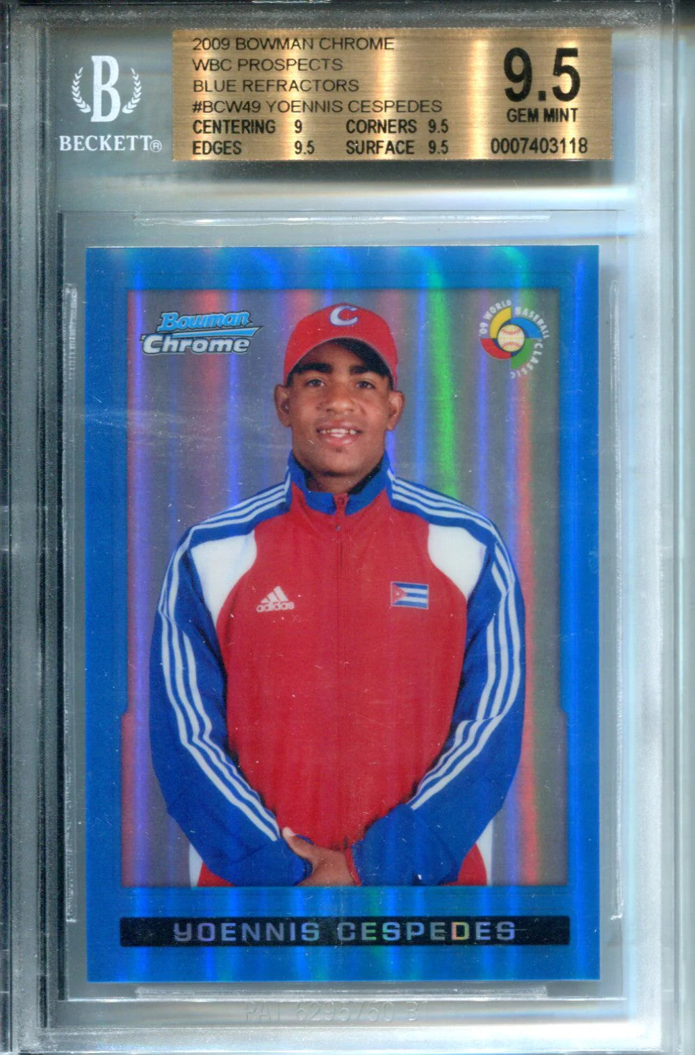 Yoennis Cespedes 2009 Bowman Chrome Blue Refractor Card Bvg)