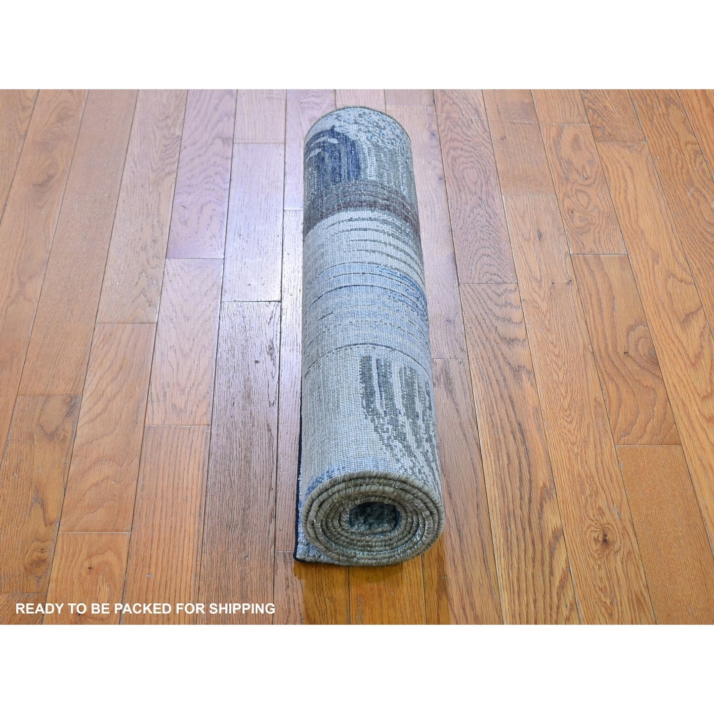 2'7"X8'3" The Intertwined Passage,Silk With Text Wool Handmade Runner Rug
