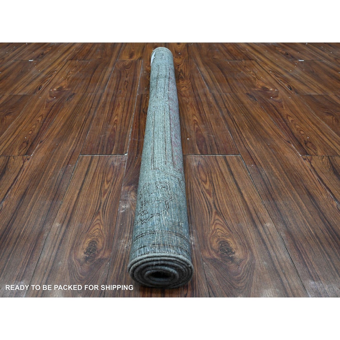 4'X7'1" Pastel Gray Faded Design Vintage Zoroastrian Karman Oriental Rug