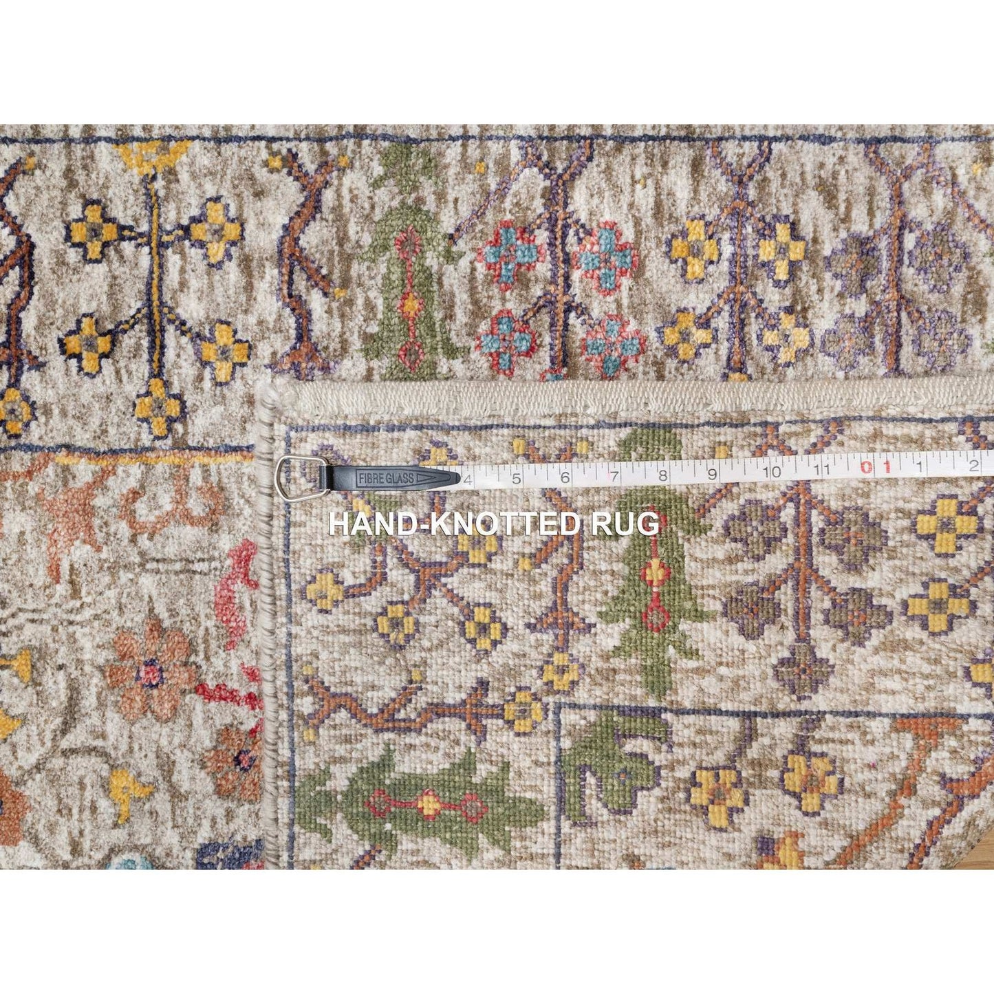 2'7"X22' White Directional Vase Hand Knotted Silk With Wool Xl Runner Rug