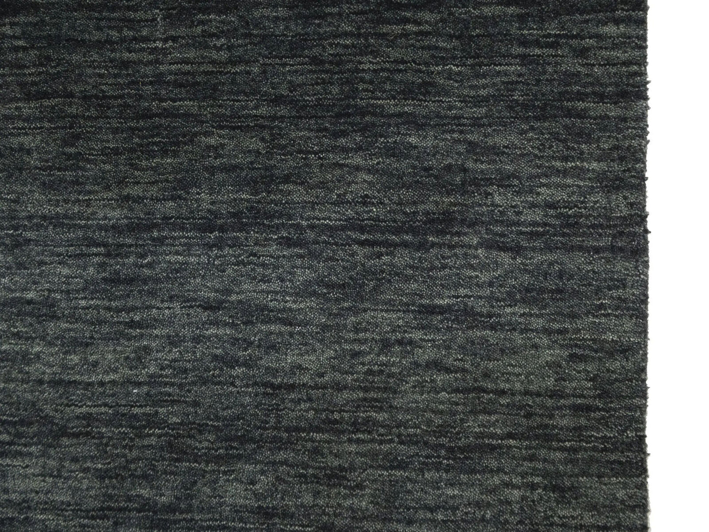 Solid Charcoal Hand-Loomed 3X12 Gabbeh Wool