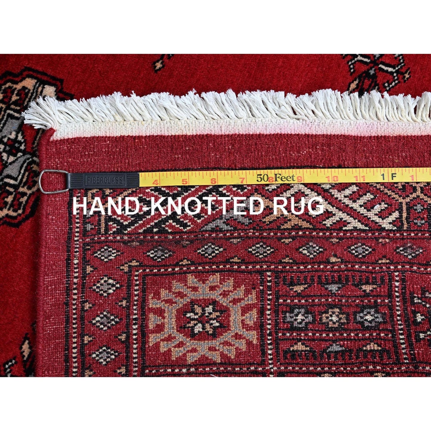 4'2"X6' Scarlet Red Princess Bokara Soft Wool Hand Knotted Oriental Rug