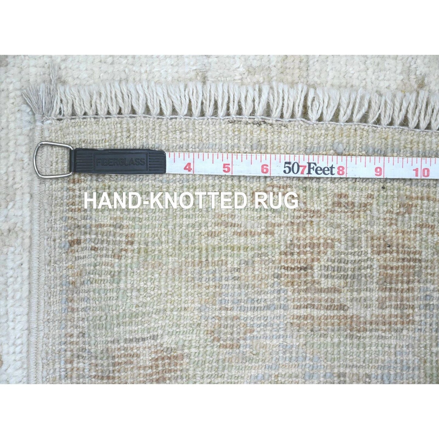 2'10"X19' White Angora Oushak Leaf Design Wool Hand Knotted Runner Rug