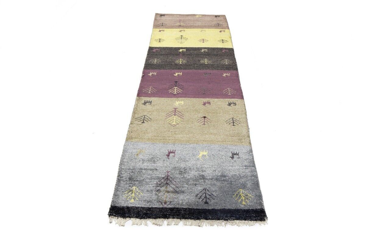 Handwoven Indo-Gabbeh Oriental Runner Rug