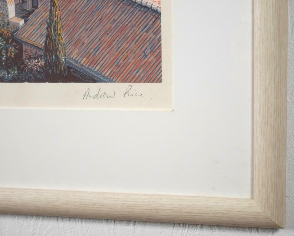 Andrew Price - Hill Town Italy Original Lithograph Print Signed Numbered Framed