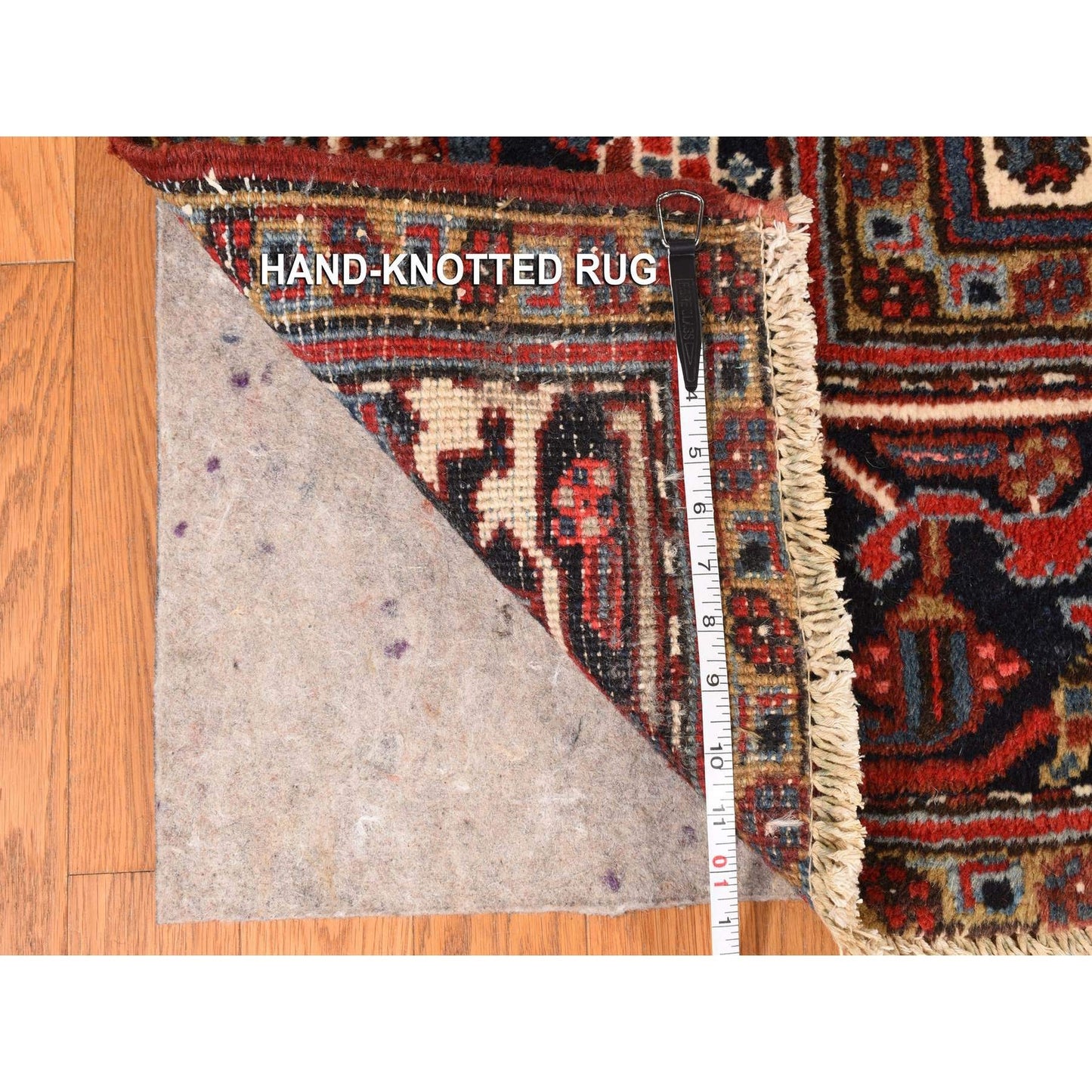 11'X13' Rose Red Zoroastrian Heris Clean Wool Hand Knotted Squarish Rug