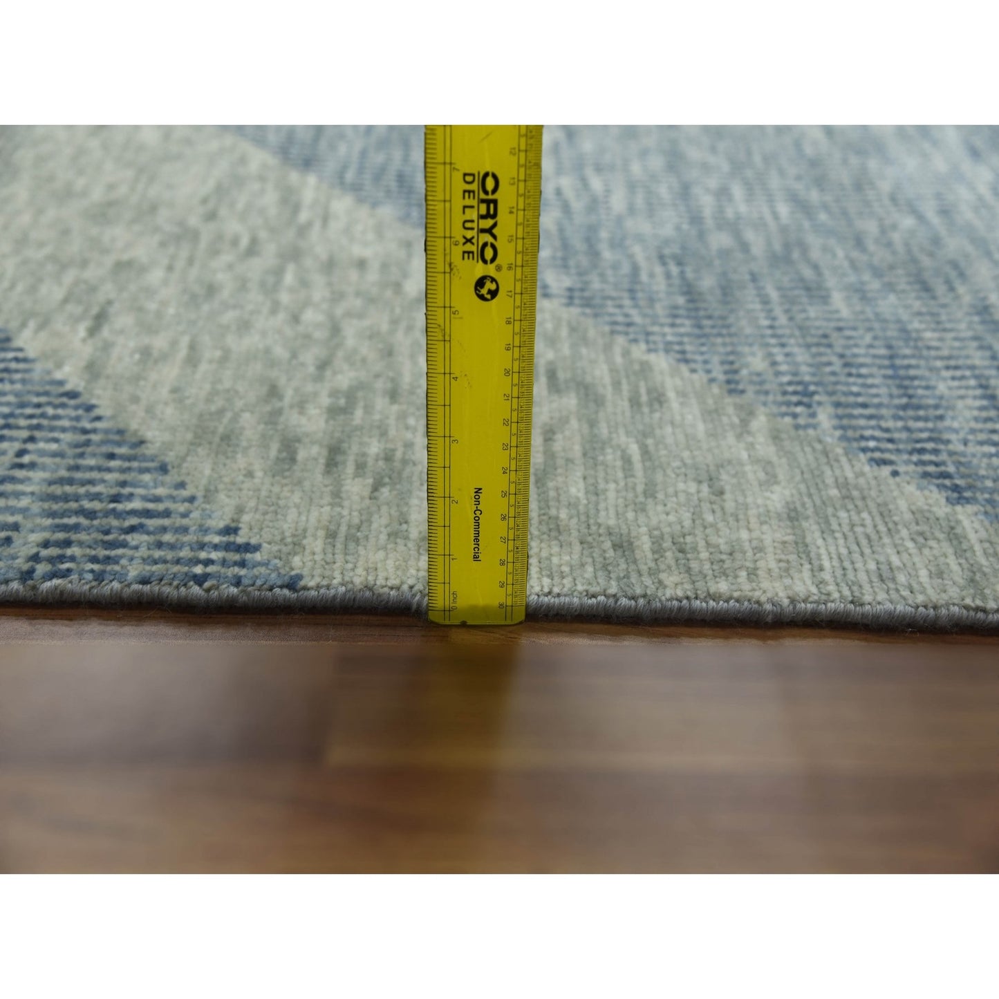 10'X14' Green Wool Hand Knotted Geometric Art Deco Collection Rug