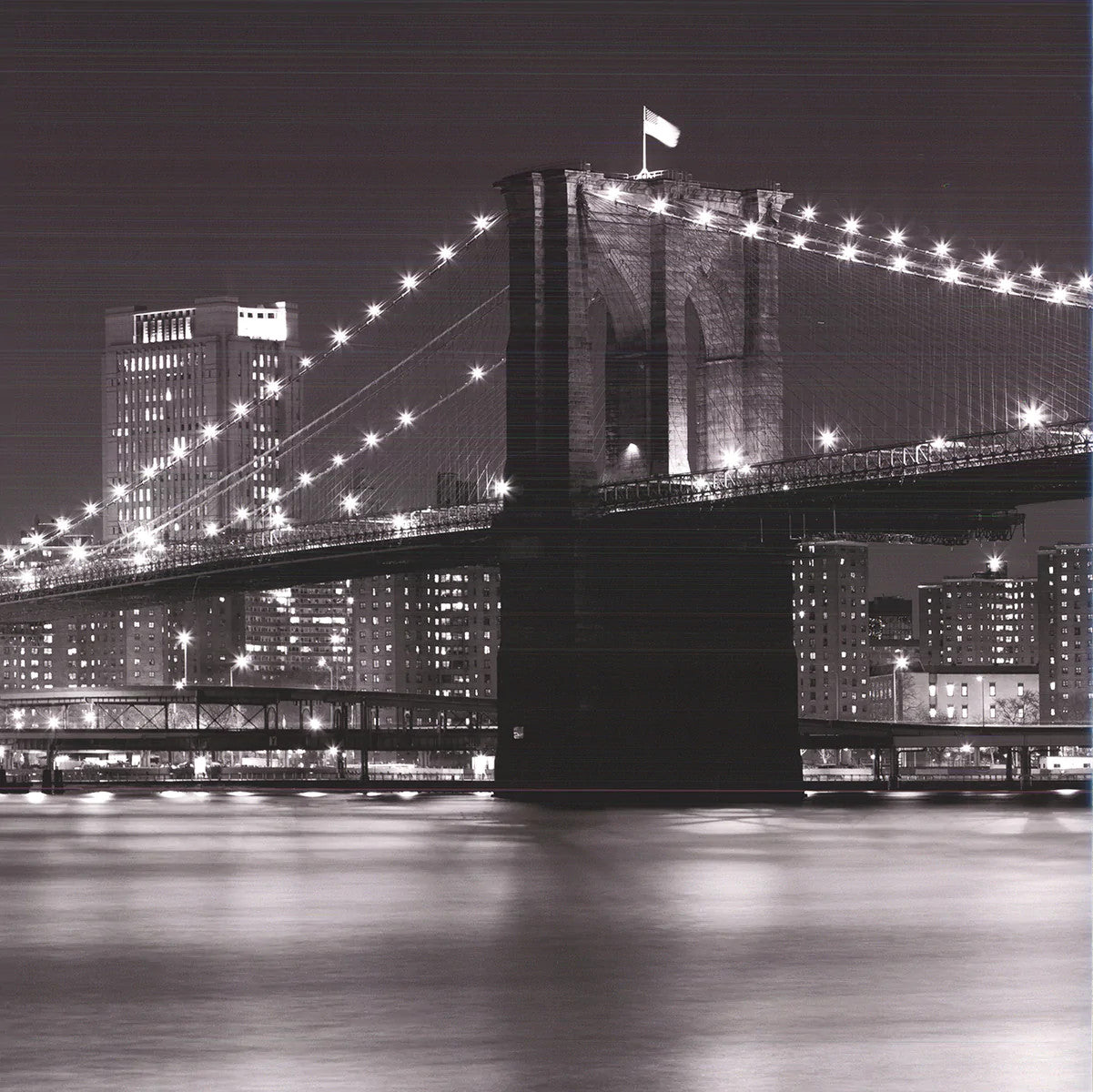 Artist Unknown Brooklyn Bridge " Offset Lithograph Photography Bla