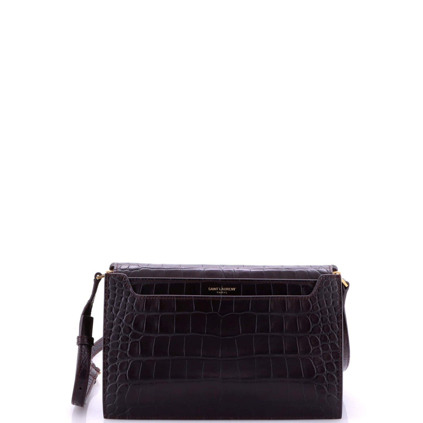 Saint Laurent Catherine Crossbody Bag Crocodile Embossed Leather