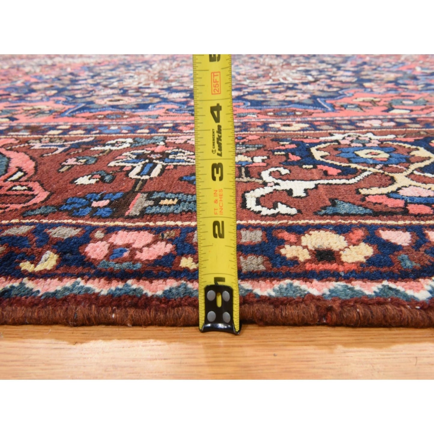 10'X12'4" Red Semi Antique Zoroastrian Bakhtiarjoon Wool Hand Knotted Rug