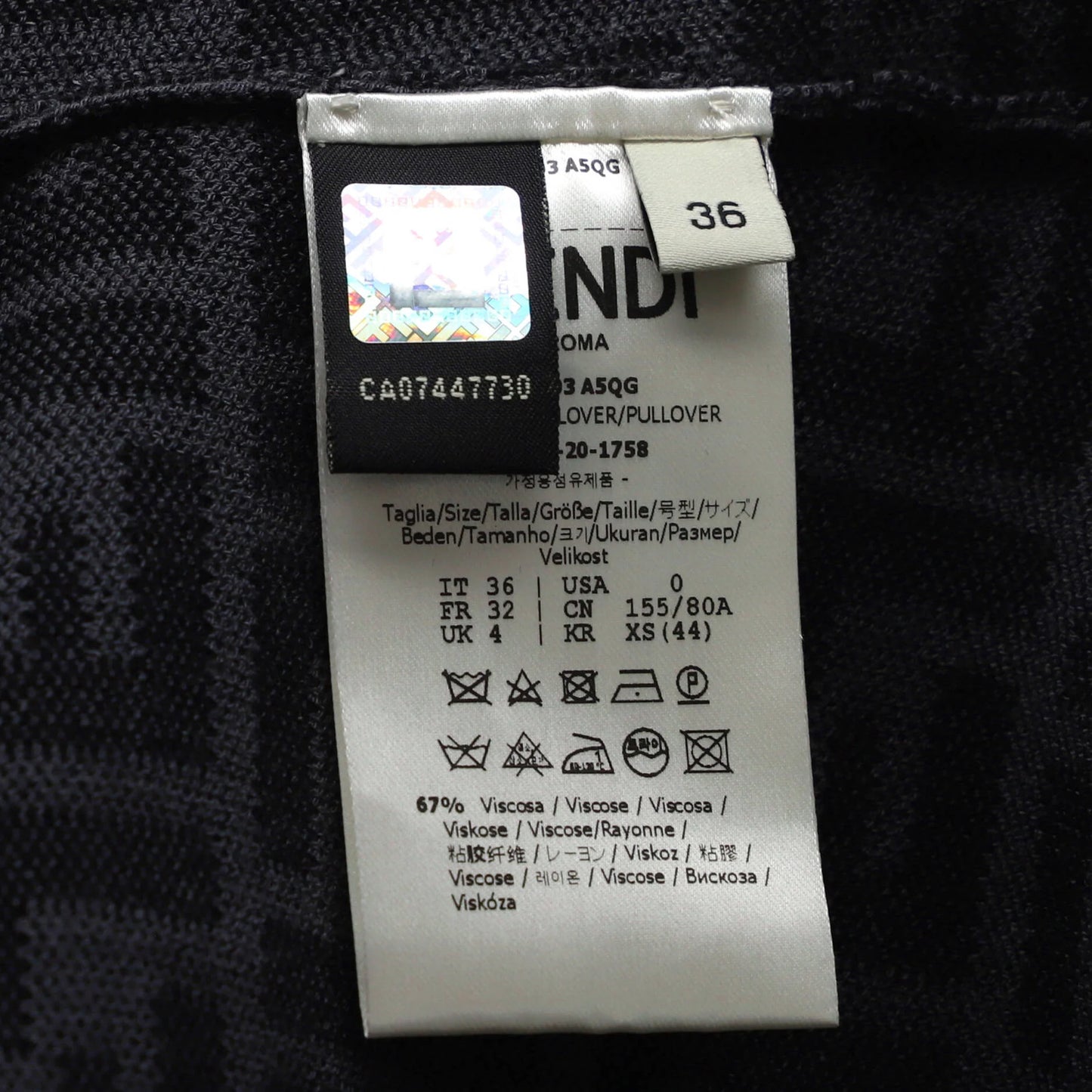 Fendi Women'S Long Sleeve Crewneck Sweater Zucca Viscose Blend