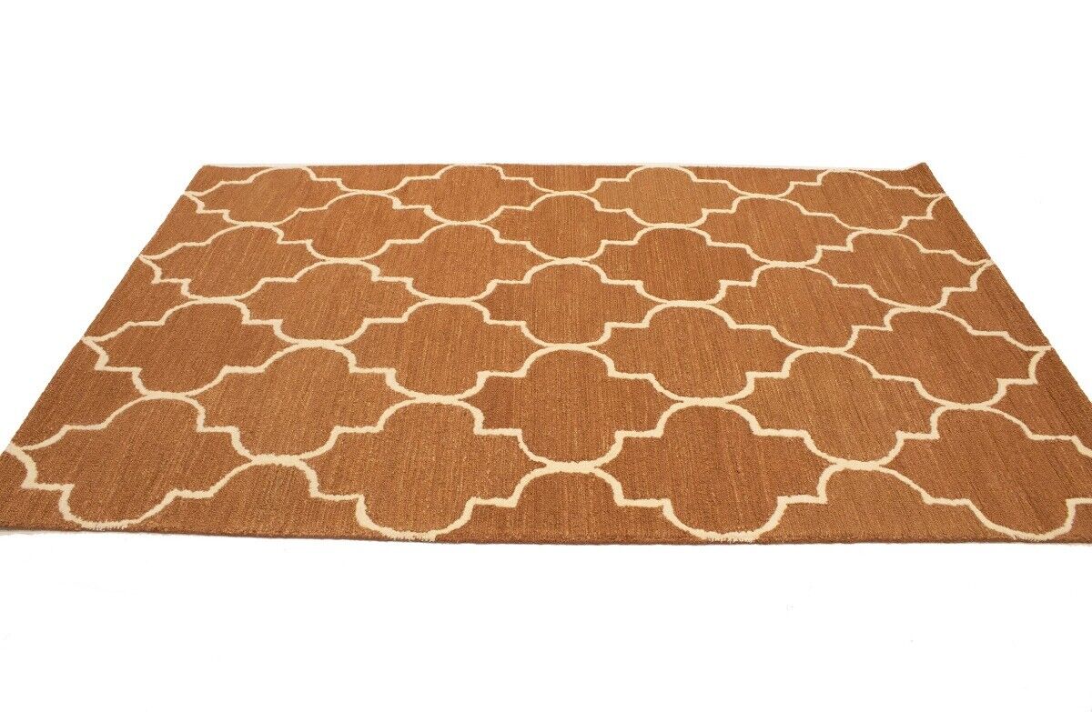 Rust Trellis Design Contemporary 5X8 Hand-Tufted