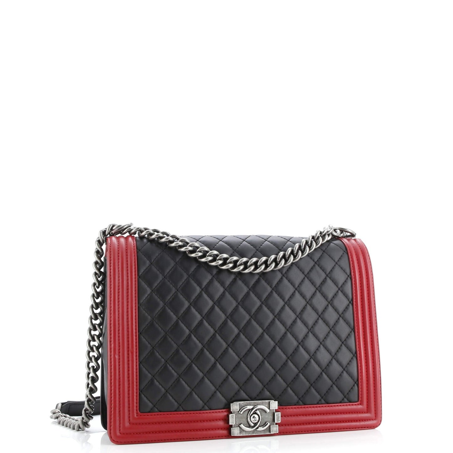 Chanel Bicolor Boy Flap Bag Quilted Lambskin Large