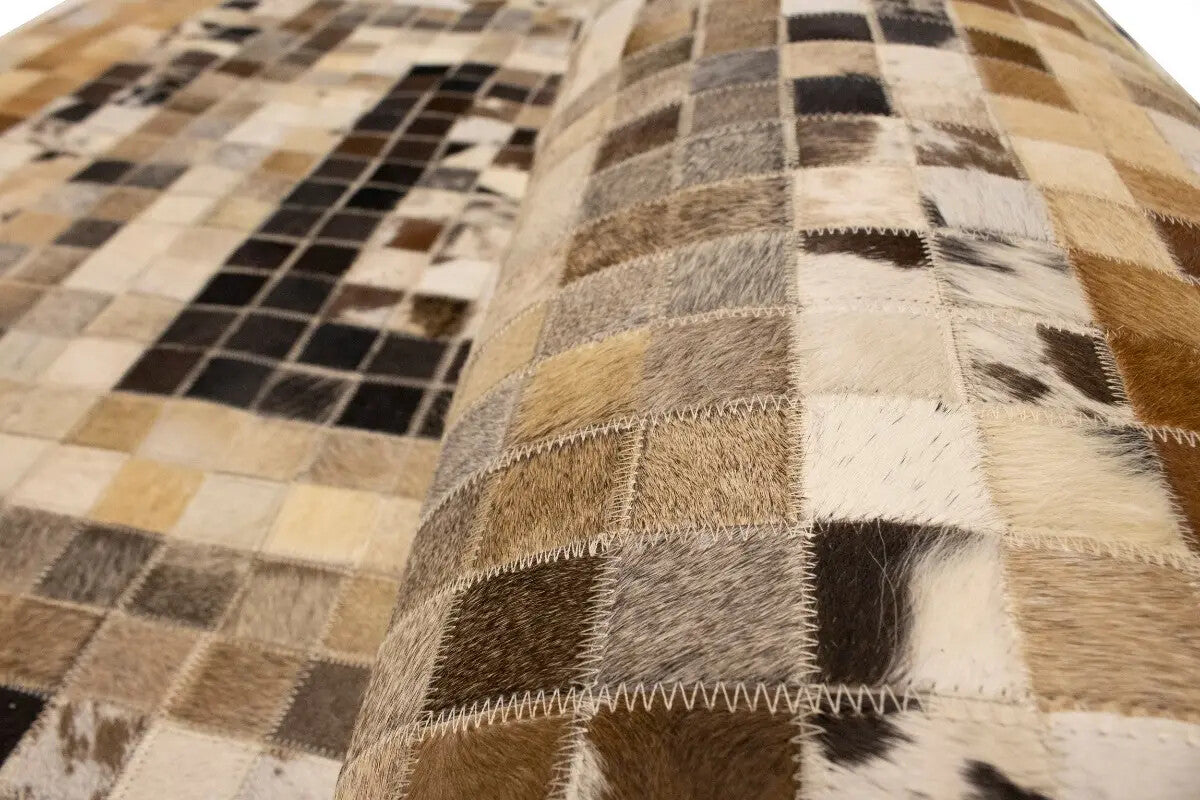 Hand-Crafted Modern Cowhide Leather Rug