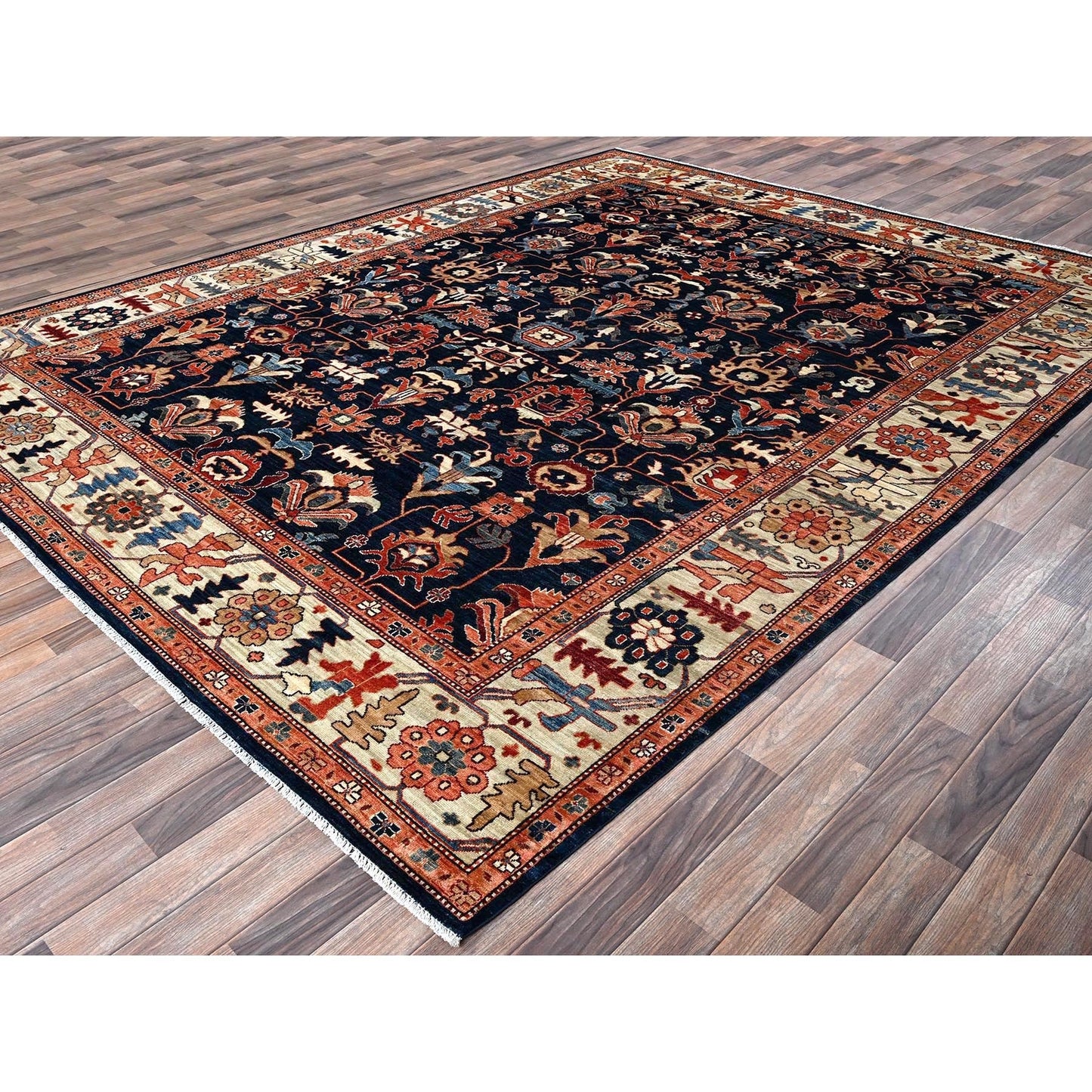 9'2"X11'10" Yale Blue Northwest Zoroastrian Design Wool Hand Knotted Rug
