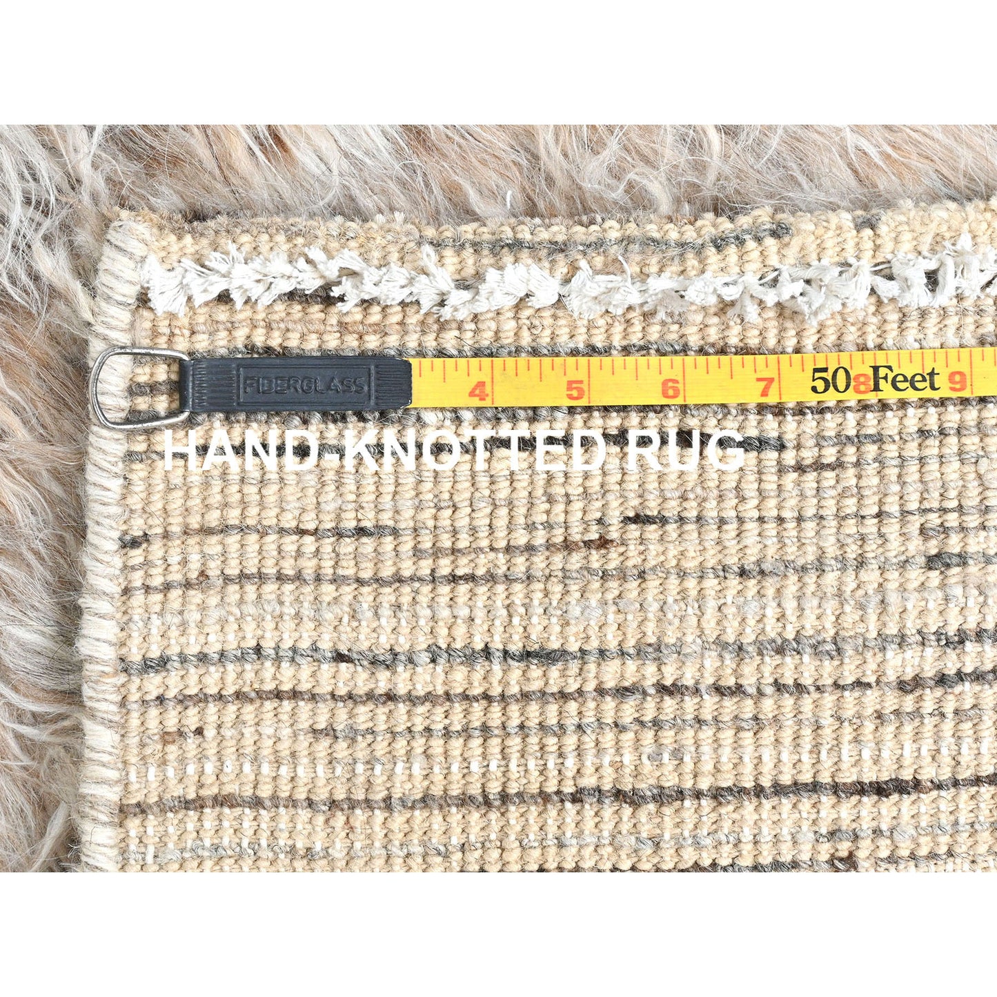 2'10"X5'5" Beige Shaggy Moroccan Undyed Natural Wool Hand Knotted Rug
