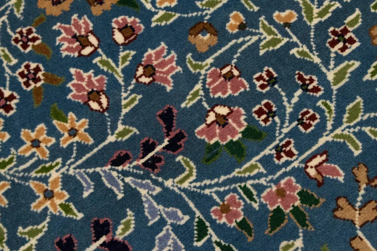 6X8 ft Hand-Knotted Teal Blue Kirman Oriental Rug
